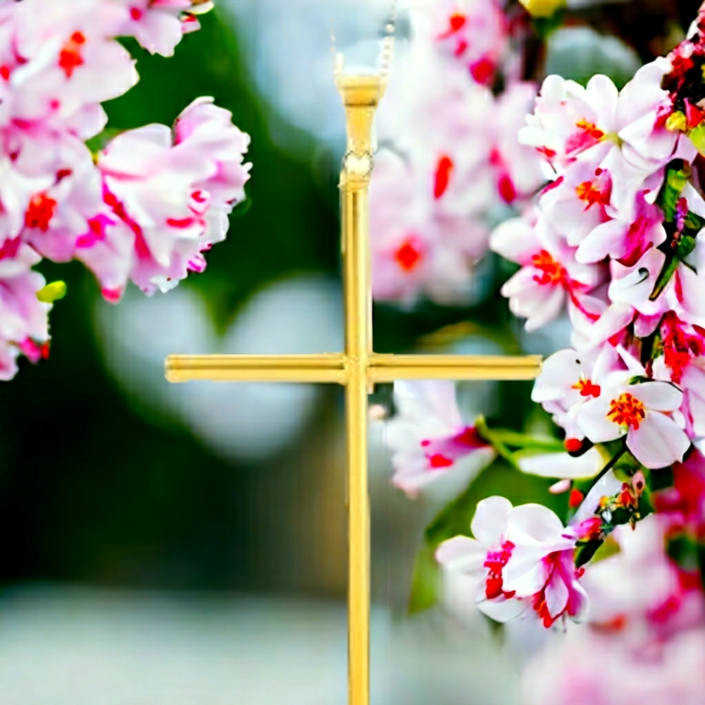 18 Inches Cross Pendant Necklace  14K Yellow Gold Over Sterling Silver